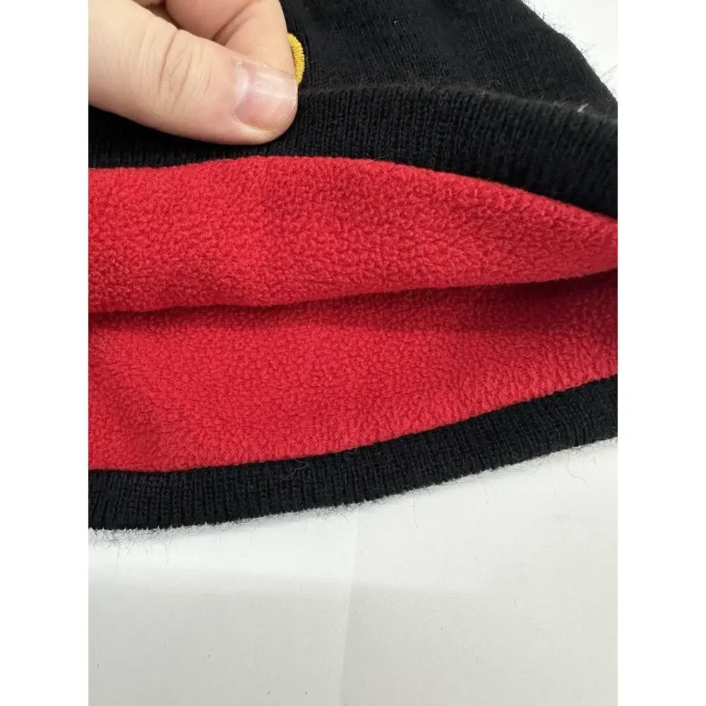 Unbranded Childrens Winter Hat Beanie Black Fleece Embroidered Flame Fire